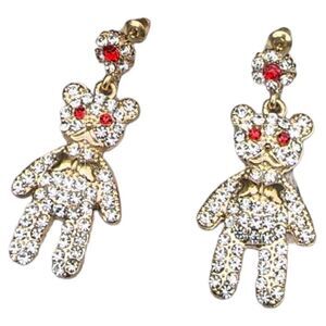 Teddy Bear EARRINGS Full Rhinestone Austrian crystals; moving Body /Teddy Bear